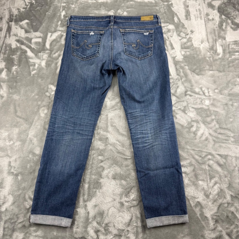 AG Adriano Goldschmied Stilt Roll-Up Cigarette Capri Blue Distressed Size 30 Y2K - Picture 2 of 16